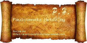 Paulcsenetz Hetény névjegykártya